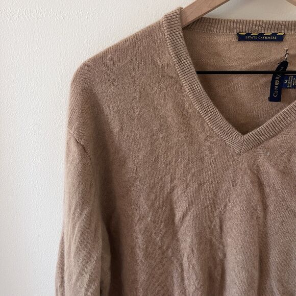 Estate Cashmere Club Room 2-Ply 100% Cashmere Beige Men's Sweater - Medium - Picture 2 of 4